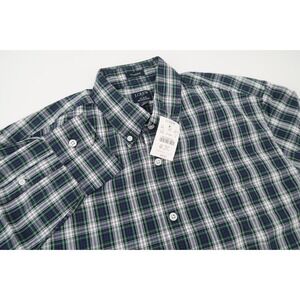 J Crew Mens Medium Classic Flex Washed Navy Plaid Long Sleeve Button Down Shirt